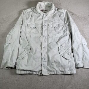 Robert Graham Jacket Mens Large White Floral Military Button Front Stretch